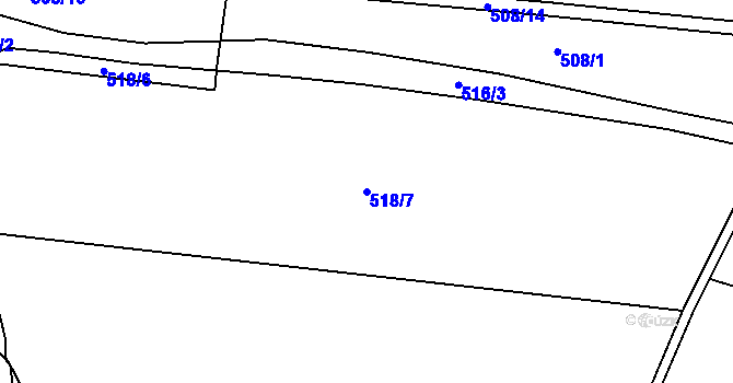 Parcela st. 518/7 v KÚ Dolánky nad Ohří, Katastrální mapa