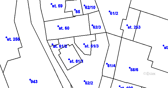 Parcela st. 61/3 v KÚ Dolánky nad Ohří, Katastrální mapa