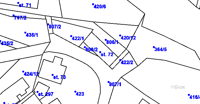 Parcela st. 72 v KÚ Bukovina u Turnova, Katastrální mapa