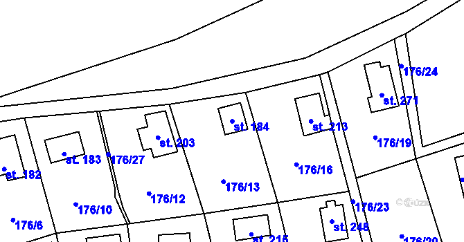 Parcela st. 184 v KÚ Bukovina u Turnova, Katastrální mapa