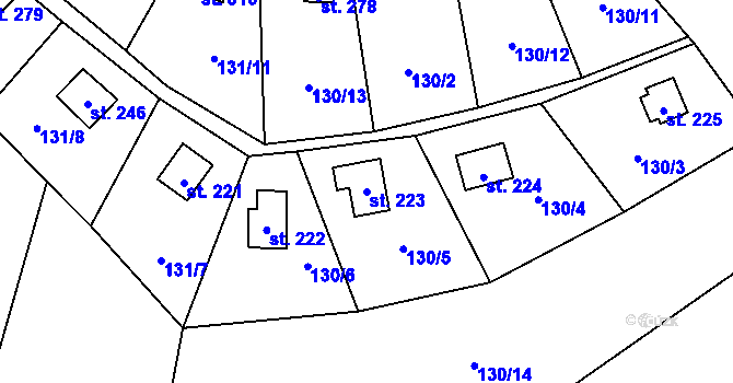 Parcela st. 223 v KÚ Bukovina u Turnova, Katastrální mapa