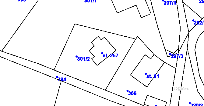 Parcela st. 257 v KÚ Bukovina u Turnova, Katastrální mapa