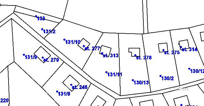 Parcela st. 313 v KÚ Bukovina u Turnova, Katastrální mapa