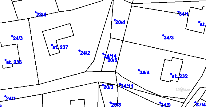 Parcela st. 24/14 v KÚ Bukovina u Turnova, Katastrální mapa