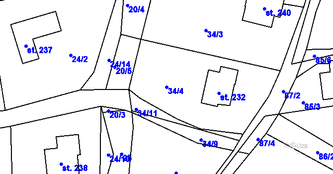 Parcela st. 34/4 v KÚ Bukovina u Turnova, Katastrální mapa