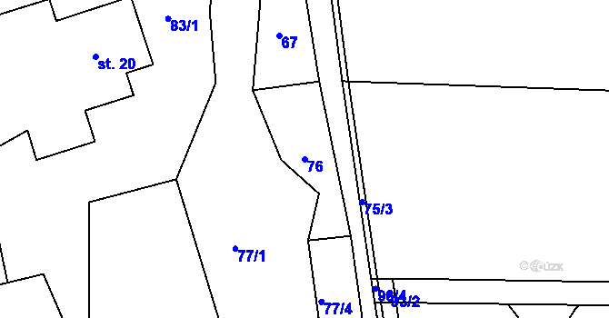 Parcela st. 76 v KÚ Bukovina u Turnova, Katastrální mapa