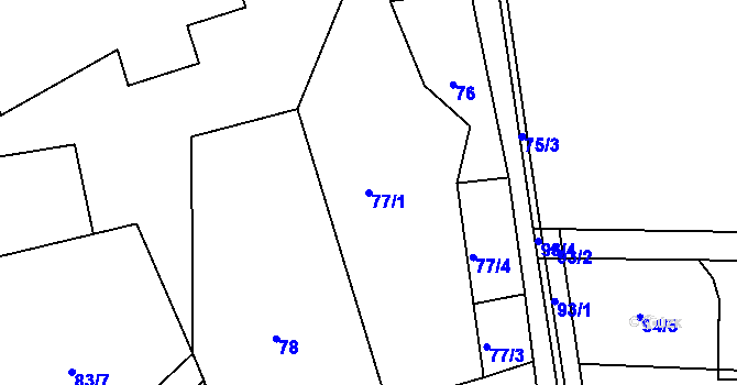 Parcela st. 77/1 v KÚ Bukovina u Turnova, Katastrální mapa