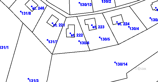 Parcela st. 130/6 v KÚ Bukovina u Turnova, Katastrální mapa