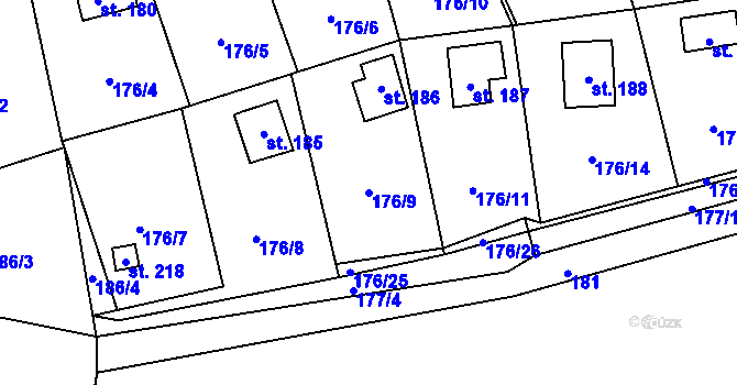 Parcela st. 176/9 v KÚ Bukovina u Turnova, Katastrální mapa
