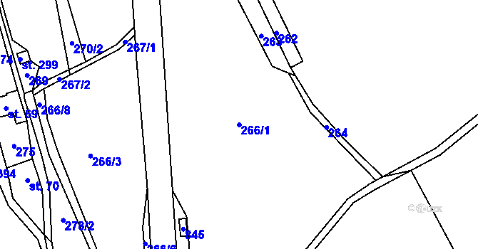 Parcela st. 266/1 v KÚ Bukovina u Turnova, Katastrální mapa
