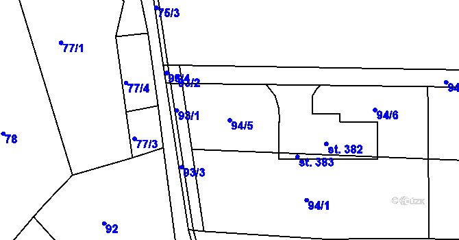 Parcela st. 94/5 v KÚ Bukovina u Turnova, Katastrální mapa
