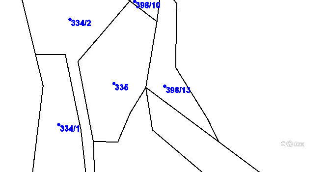 Parcela st. 398/13 v KÚ Bukovina u Turnova, Katastrální mapa