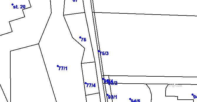 Parcela st. 75/3 v KÚ Bukovina u Turnova, Katastrální mapa