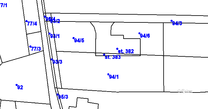 Parcela st. 383 v KÚ Bukovina u Turnova, Katastrální mapa