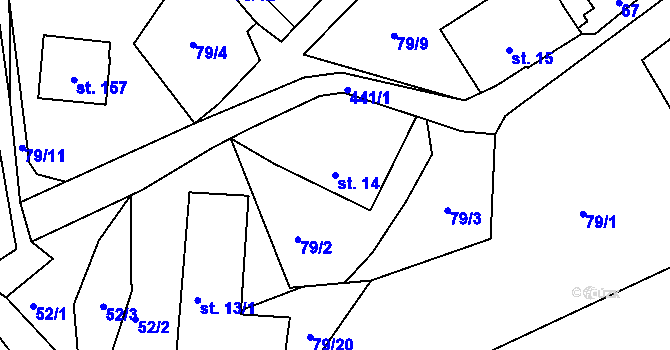 Parcela st. 14 v KÚ Malý Rohozec, Katastrální mapa