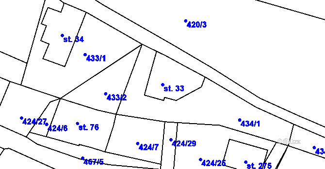 Parcela st. 33 v KÚ Malý Rohozec, Katastrální mapa