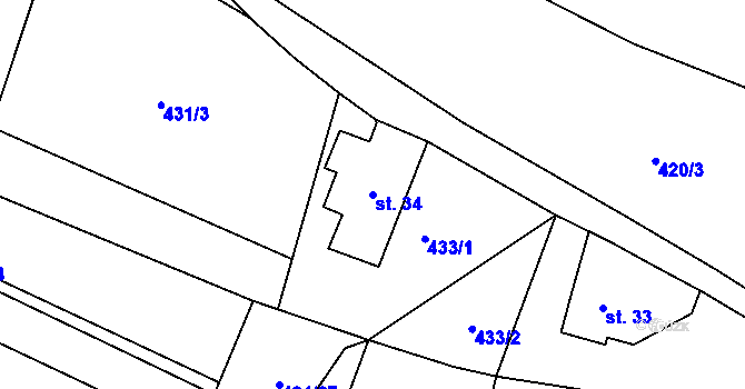 Parcela st. 34 v KÚ Malý Rohozec, Katastrální mapa