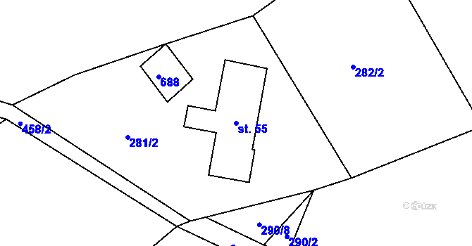 Parcela st. 55 v KÚ Malý Rohozec, Katastrální mapa