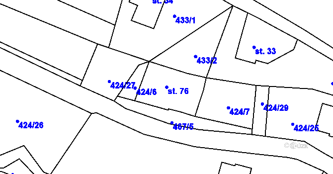 Parcela st. 76 v KÚ Malý Rohozec, Katastrální mapa