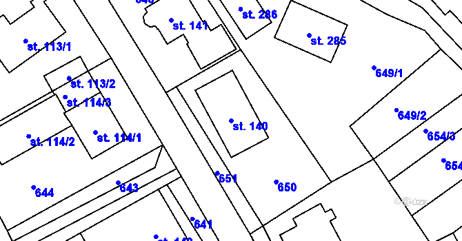Parcela st. 140 v KÚ Malý Rohozec, Katastrální mapa