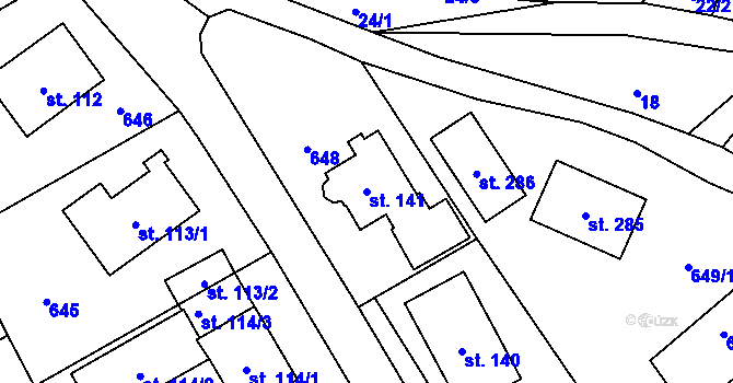 Parcela st. 141 v KÚ Malý Rohozec, Katastrální mapa