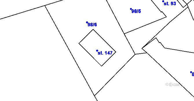 Parcela st. 147 v KÚ Malý Rohozec, Katastrální mapa