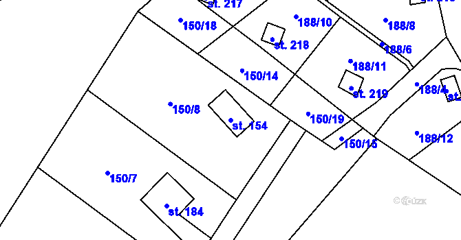 Parcela st. 154 v KÚ Malý Rohozec, Katastrální mapa