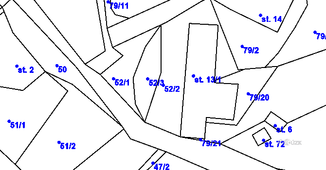 Parcela st. 52/2 v KÚ Malý Rohozec, Katastrální mapa