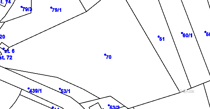 Parcela st. 70 v KÚ Malý Rohozec, Katastrální mapa