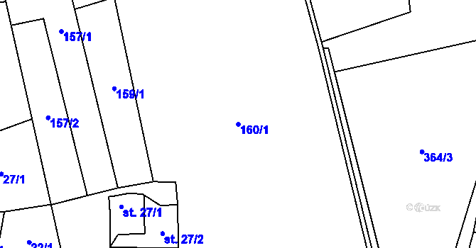 Parcela st. 160/1 v KÚ Malý Rohozec, Katastrální mapa