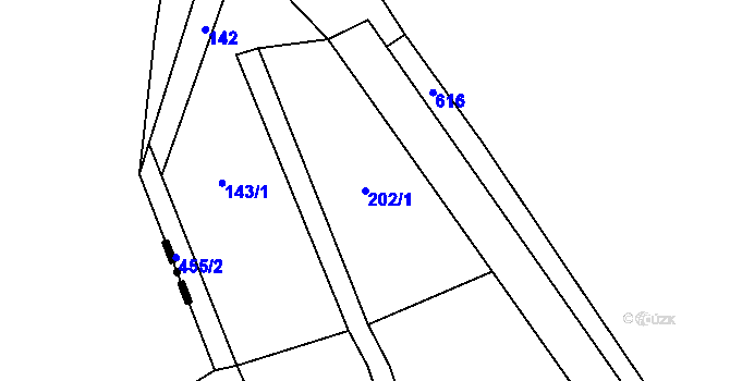 Parcela st. 202/1 v KÚ Malý Rohozec, Katastrální mapa