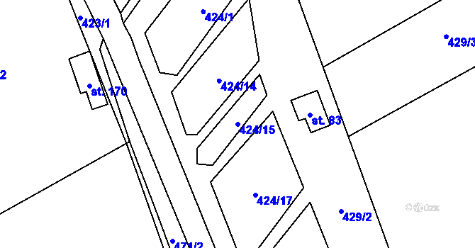Parcela st. 424/15 v KÚ Malý Rohozec, Katastrální mapa