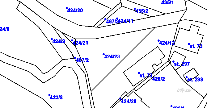 Parcela st. 424/23 v KÚ Malý Rohozec, Katastrální mapa