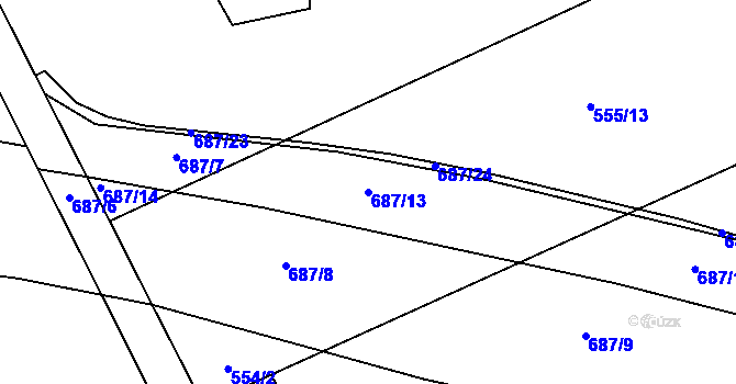Parcela st. 687/13 v KÚ Malý Rohozec, Katastrální mapa