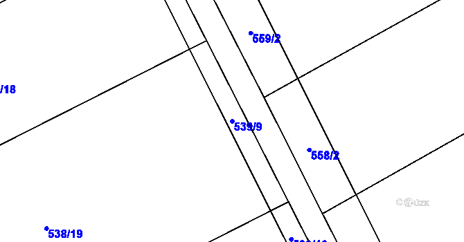 Parcela st. 539/9 v KÚ Malý Rohozec, Katastrální mapa