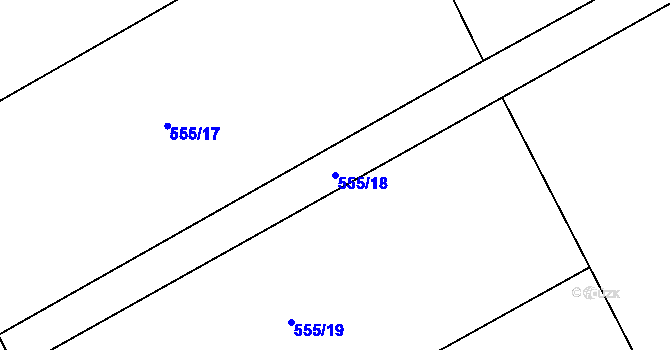 Parcela st. 555/18 v KÚ Malý Rohozec, Katastrální mapa