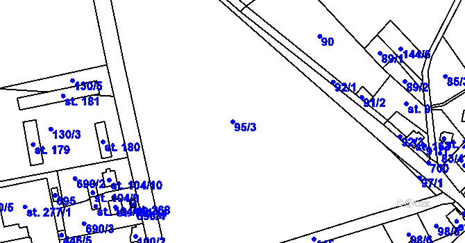 Parcela st. 95/3 v KÚ Malý Rohozec, Katastrální mapa