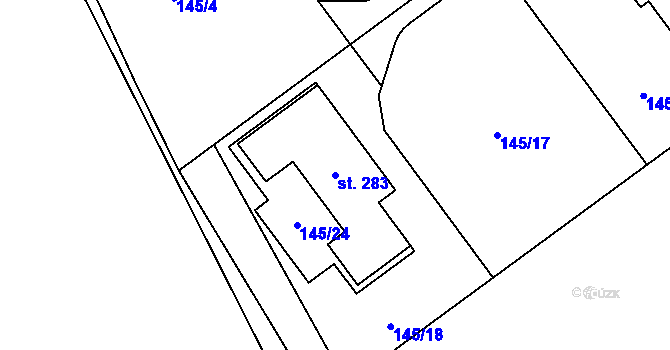 Parcela st. 283 v KÚ Malý Rohozec, Katastrální mapa