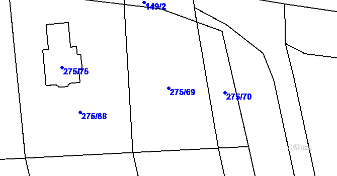 Parcela st. 275/69 v KÚ Dolany u Kladna, Katastrální mapa