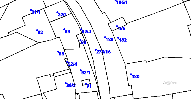 Parcela st. 278/15 v KÚ Dolany u Kladna, Katastrální mapa