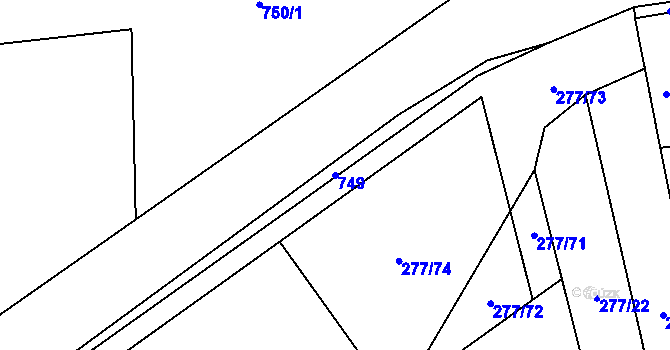 Parcela st. 749 v KÚ Dolany u Kladna, Katastrální mapa