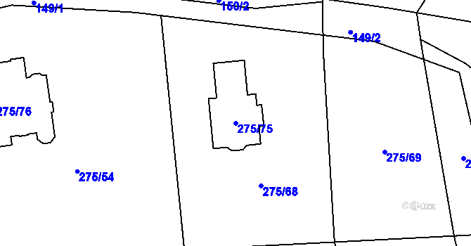 Parcela st. 275/75 v KÚ Dolany u Kladna, Katastrální mapa