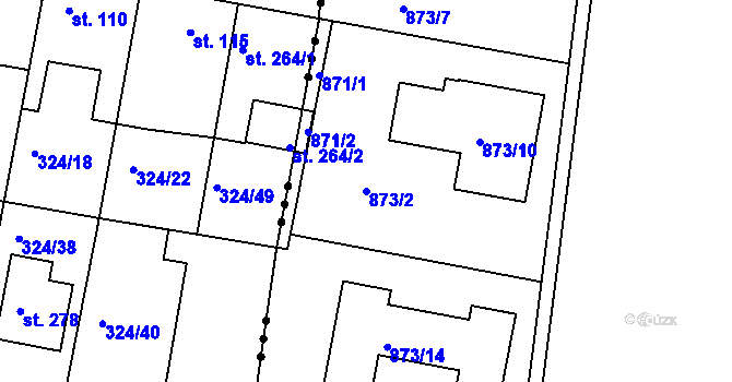 Parcela st. 873/2 v KÚ Dolany u Kladna, Katastrální mapa