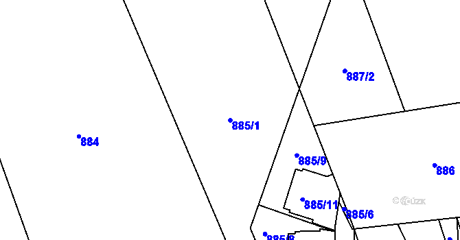 Parcela st. 885/1 v KÚ Dolany u Kladna, Katastrální mapa