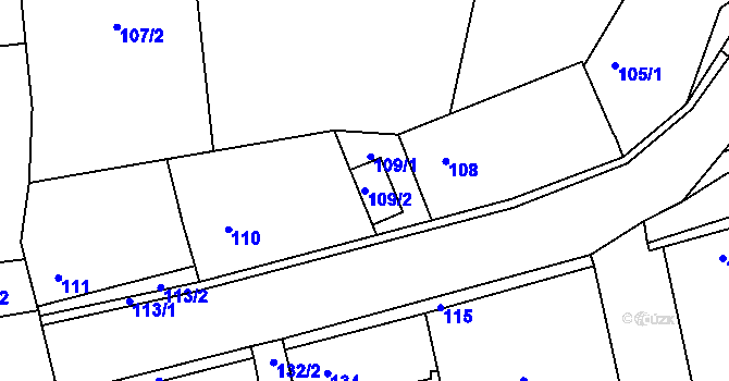 Parcela st. 109/2 v KÚ Dolany u Kladna, Katastrální mapa
