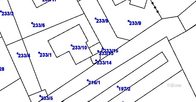 Parcela st. 233/13 v KÚ Dolany u Kladna, Katastrální mapa
