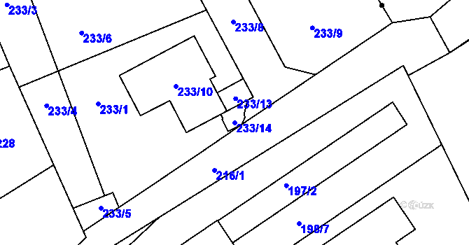 Parcela st. 233/14 v KÚ Dolany u Kladna, Katastrální mapa