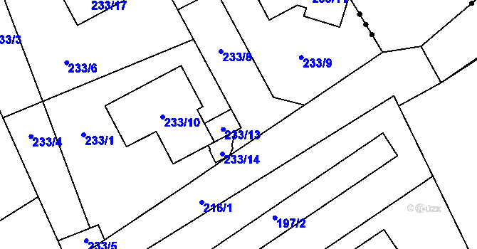 Parcela st. 233/15 v KÚ Dolany u Kladna, Katastrální mapa