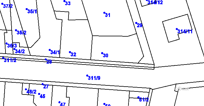 Parcela st. 30 v KÚ Dolany u Kladna, Katastrální mapa