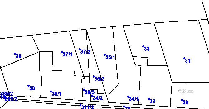 Parcela st. 35/1 v KÚ Dolany u Kladna, Katastrální mapa